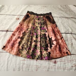 Beatrice b. Satin Mixed Floral Pleated Full Skirt Size Medium